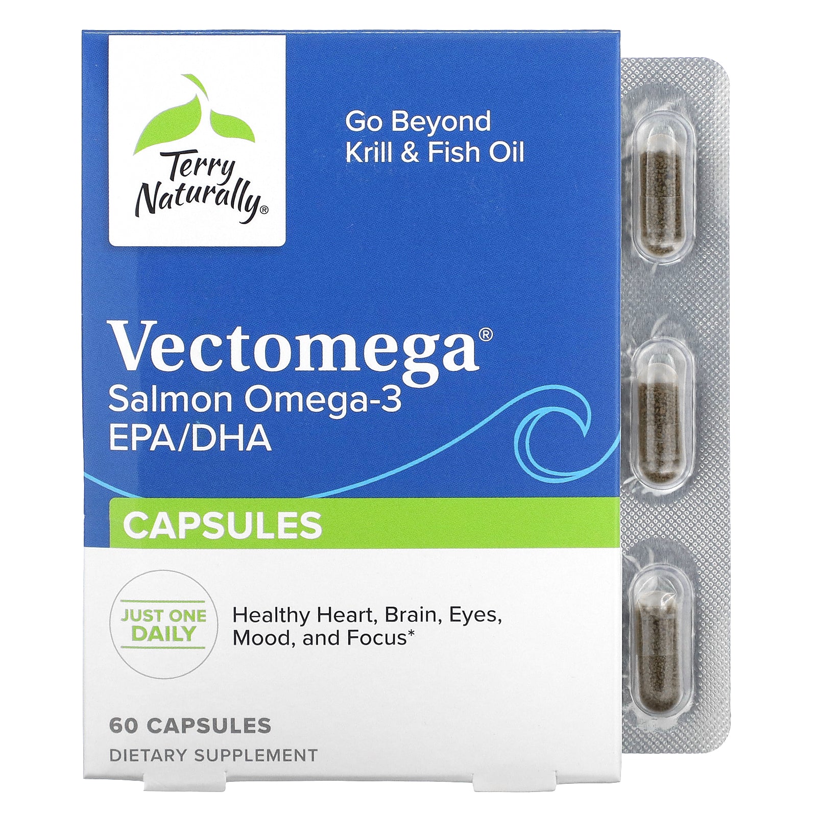 Terry Naturally, Vectomega, Salmon Omega-3 EPA/DHA, 60 Capsules (214 mg per Capsule)