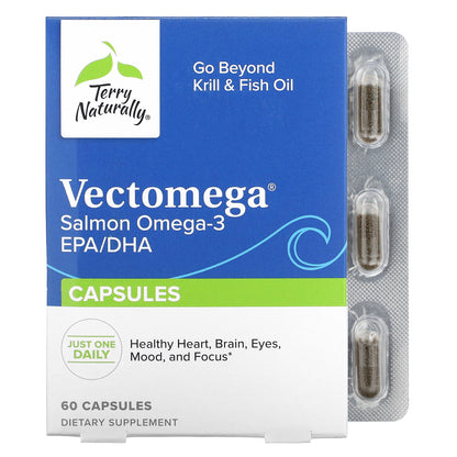 Terry Naturally, Vectomega, Salmon Omega-3 EPA/DHA, 60 Capsules (214 mg per Capsule)