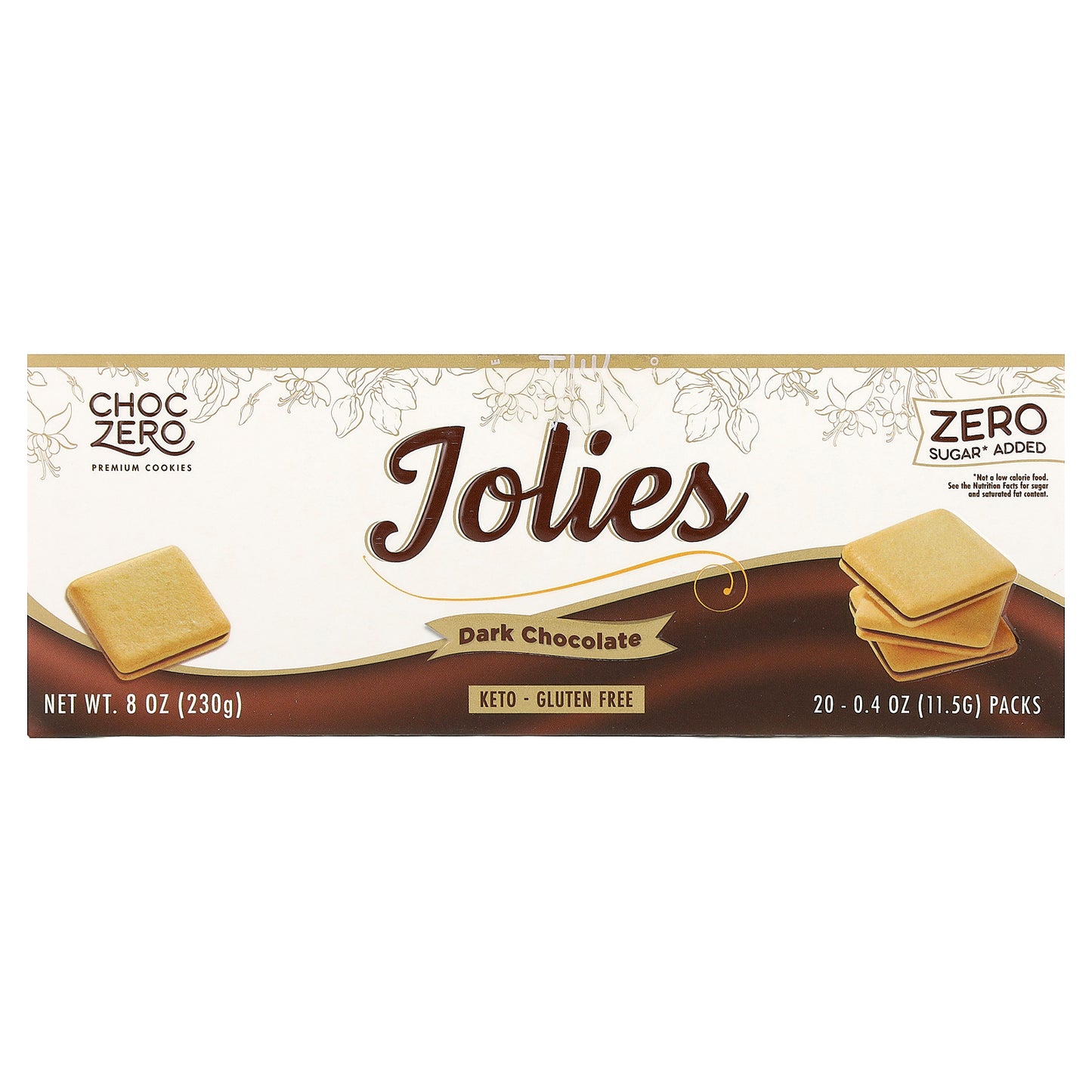 ChocZero, Premium Cookies, Jolies, Dark Chocolate, 20 Packs, 0.4 oz (11.5 g) Each