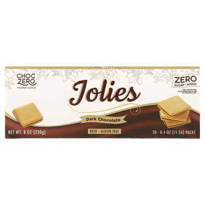 ChocZero, Premium Cookies, Jolies, Dark Chocolate, 20 Packs, 0.4 oz (11.5 g) Each