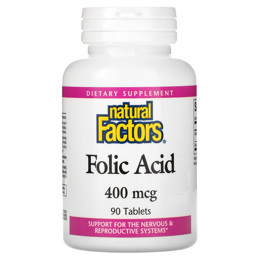 Natural Factors, Folic Acid, 400 mcg, 90 Tablets