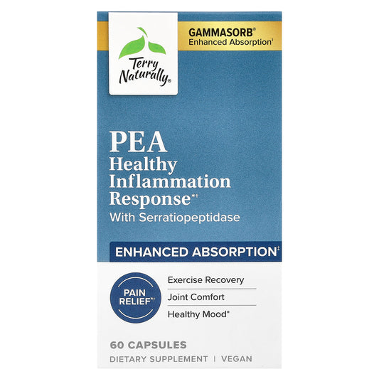 Terry Naturally, PEA Healthy Inflammation Response With Serratiopeptidase, 60 Capsules