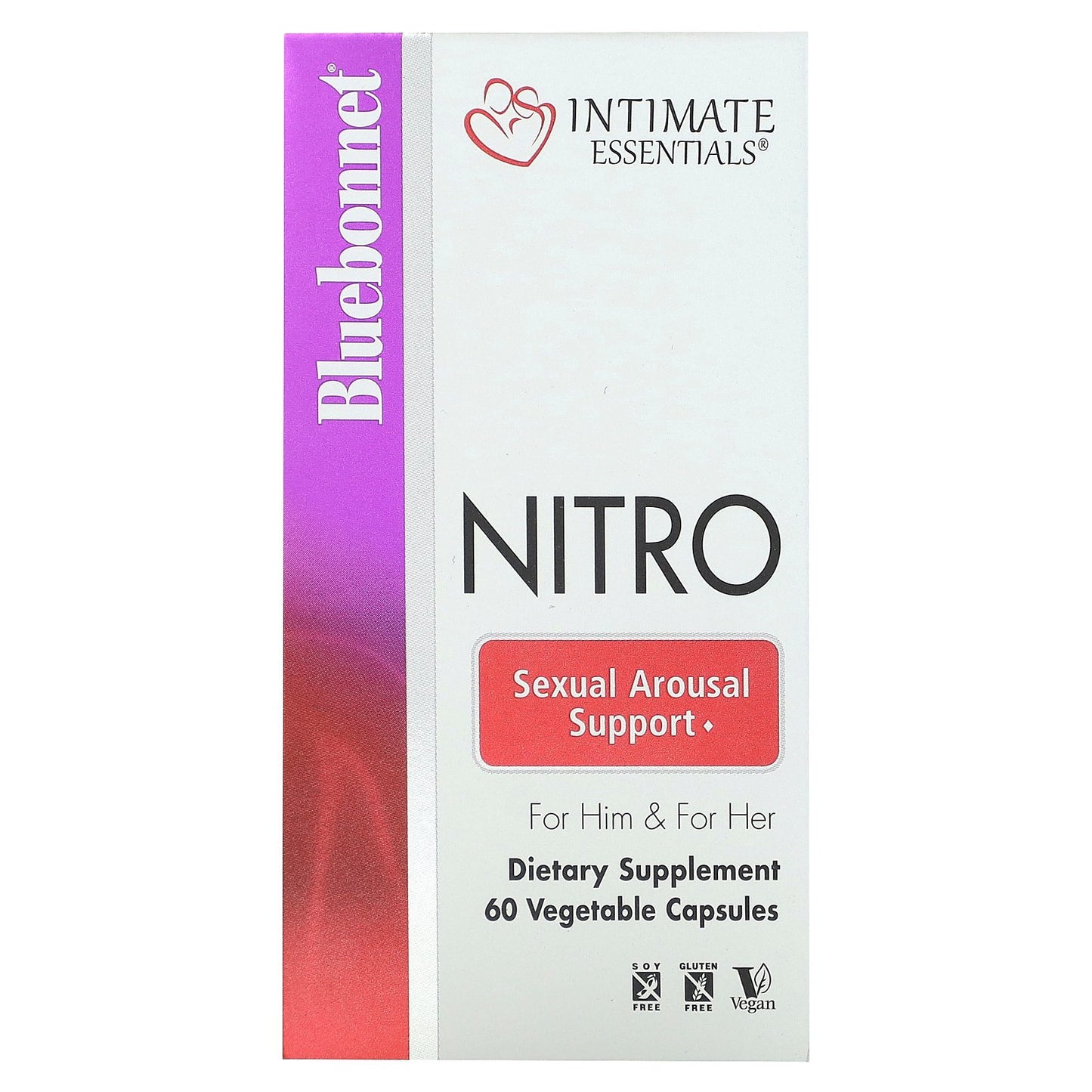 Bluebonnet Nutrition, Intimate Essentials, Nitro, For Him & For Her, 60 Vegetable Capsules (300 mg per Capsule)