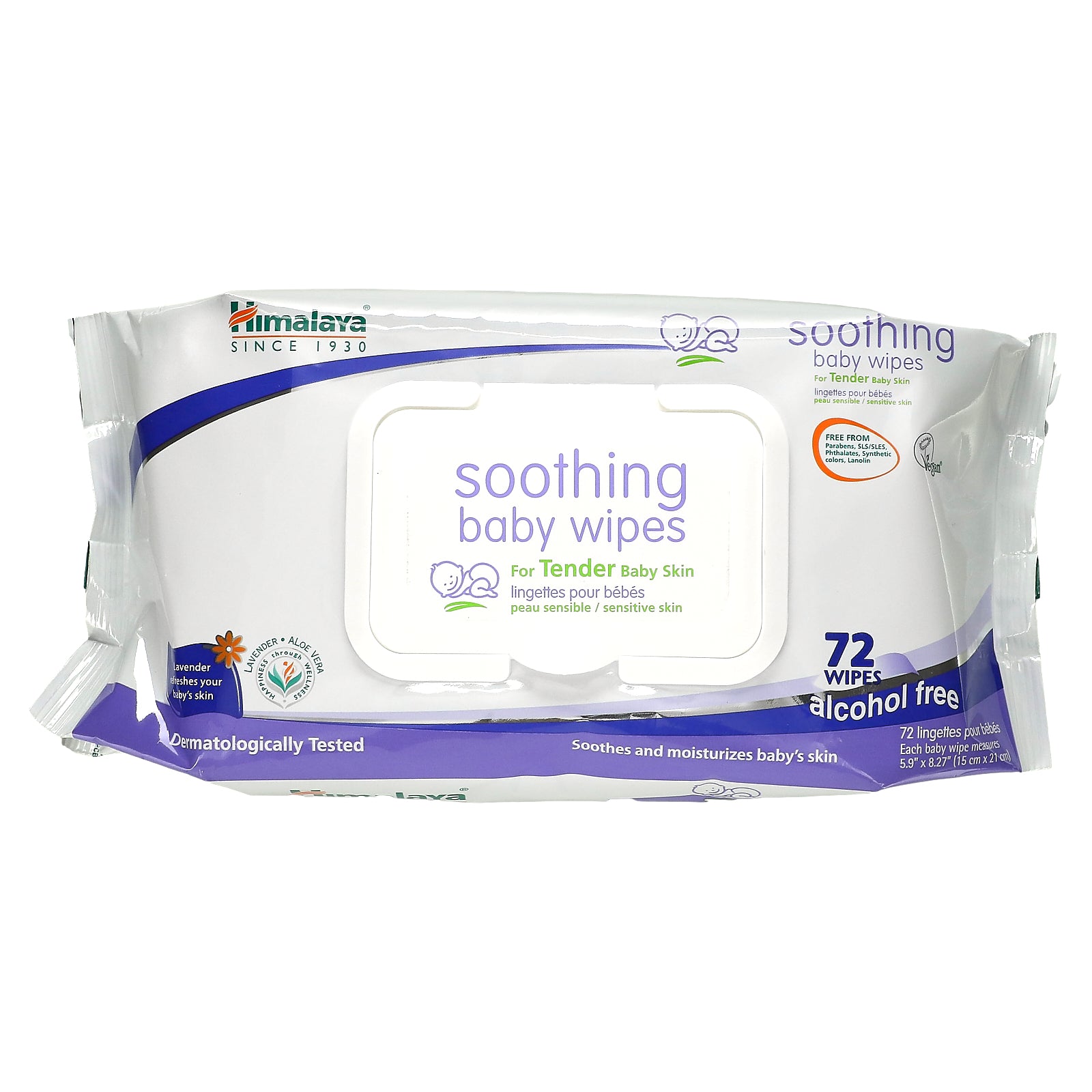 Himalaya, Soothing Baby Wipes, Alcohol Free, 72 Wipes