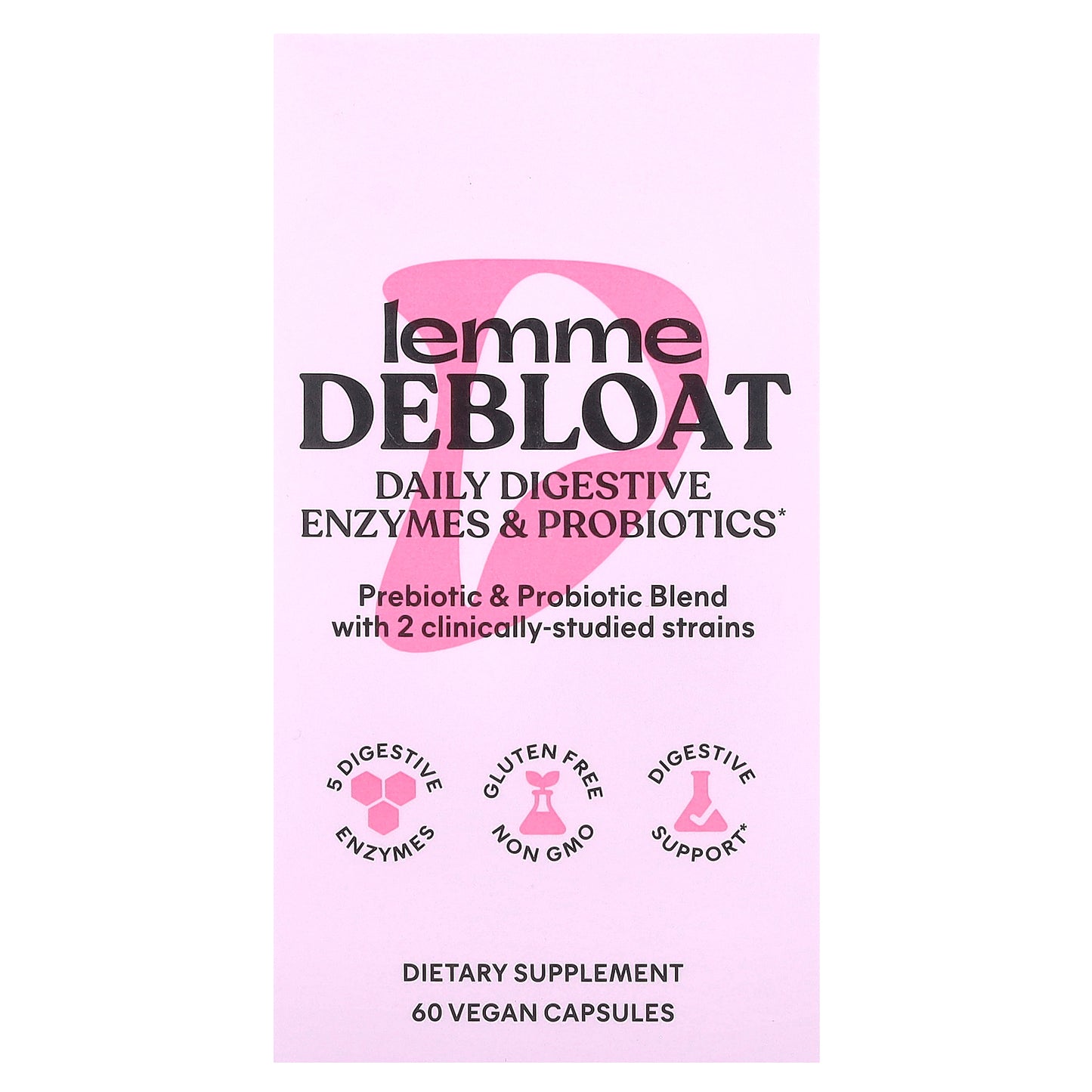 Lemme, Debloat, Daily Digestive Enzymes & Probiotics, 60 Vegan Capsules