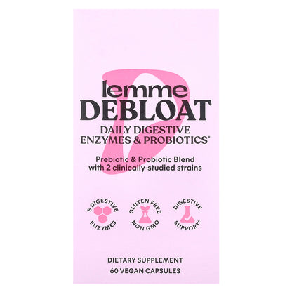 Lemme, Debloat, Daily Digestive Enzymes & Probiotics, 60 Vegan Capsules
