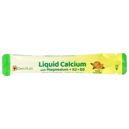ChildLife Essentials, Liquid Calcium with Magnesium Plus K2 & D3, Natural Orange, 30 Packet, 0.34 fl oz (10 ml)