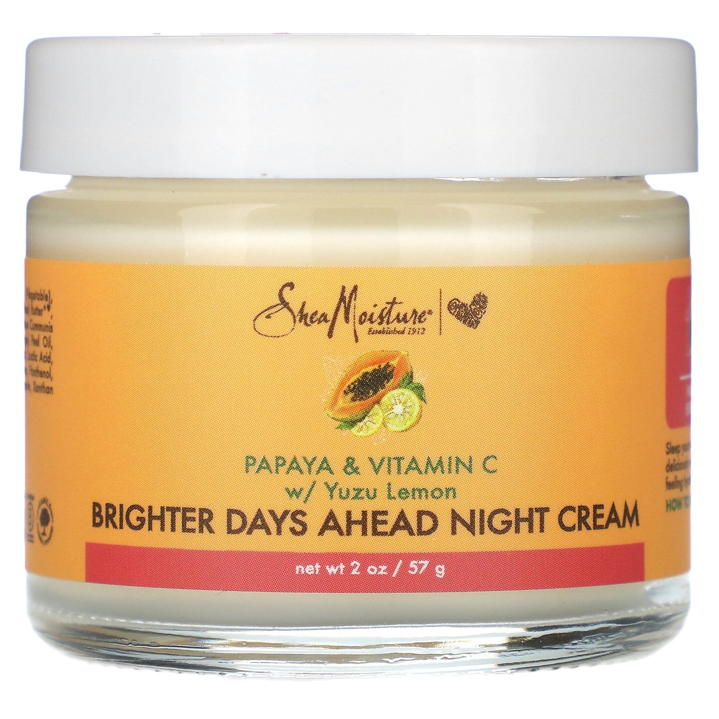 SheaMoisture, Brighter Days Ahead Night Cream, Papaya & Vitamin C w/ Yuzu Lemon, 2 oz (57 g)