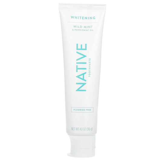 Native, Whitening Fluoride Free Toothpaste, Wild Mint & Peppermint Oil, 4.1 oz (116 g)