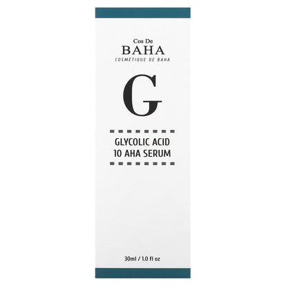 Cos De BAHA, G, Glycolic Acid 10 AHA Serum, 1 fl oz (30 ml)