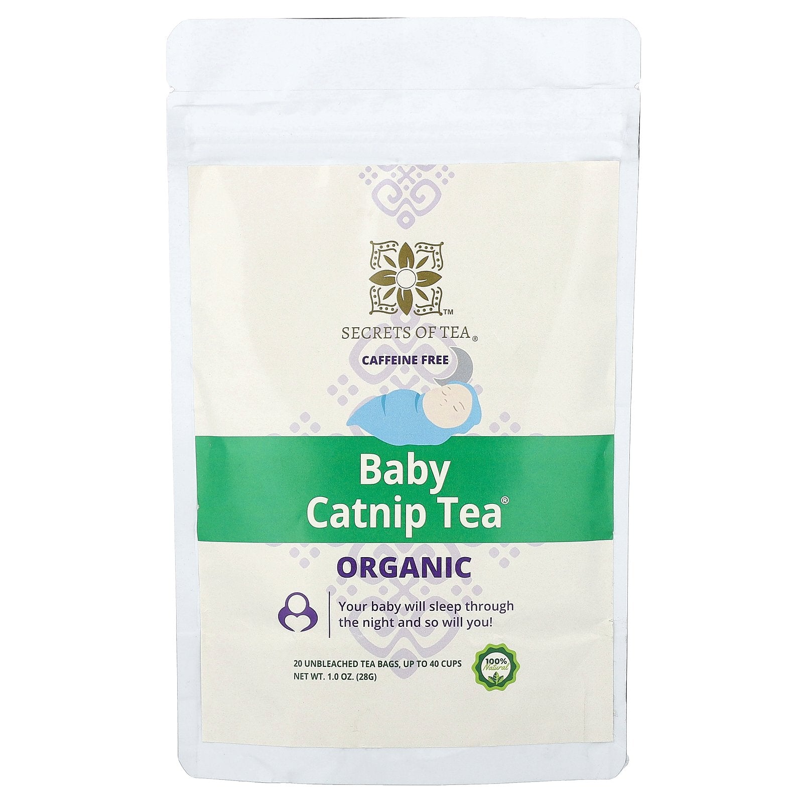 Secrets of Tea, Organic Baby Catnip Tea®, Caffeine Free, 20 Unbleached Tea Bags, 1 oz (28 g)