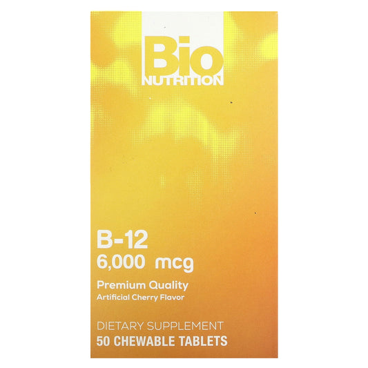 Bio Nutrition, Vitamin B-12, Cherry, 6,000 mcg, 50 Chewable Tablets