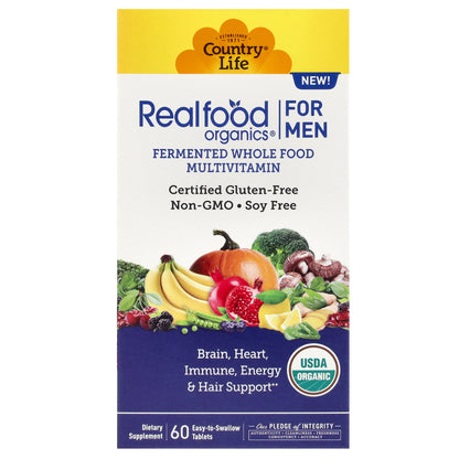 Country Life, Realfood Organics, Multivitamin For Men, 60 Easy-to-Swallow Tablets