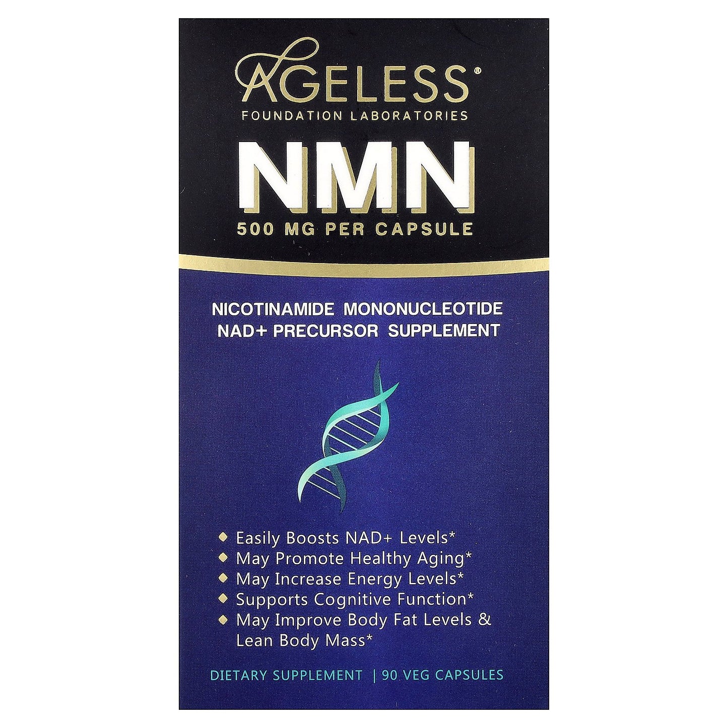 Ageless Foundation Laboratories, NMN, 500 mg, 90 Veg Capsules