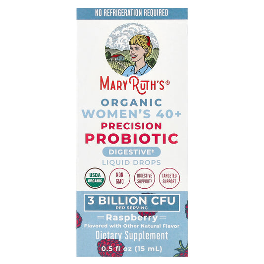 MaryRuth's, Organic Women's 40+ Precision Probiotic, Liquid Drops, Raspberry, 3 Billion CFU, 0.5 fl oz (15 ml)