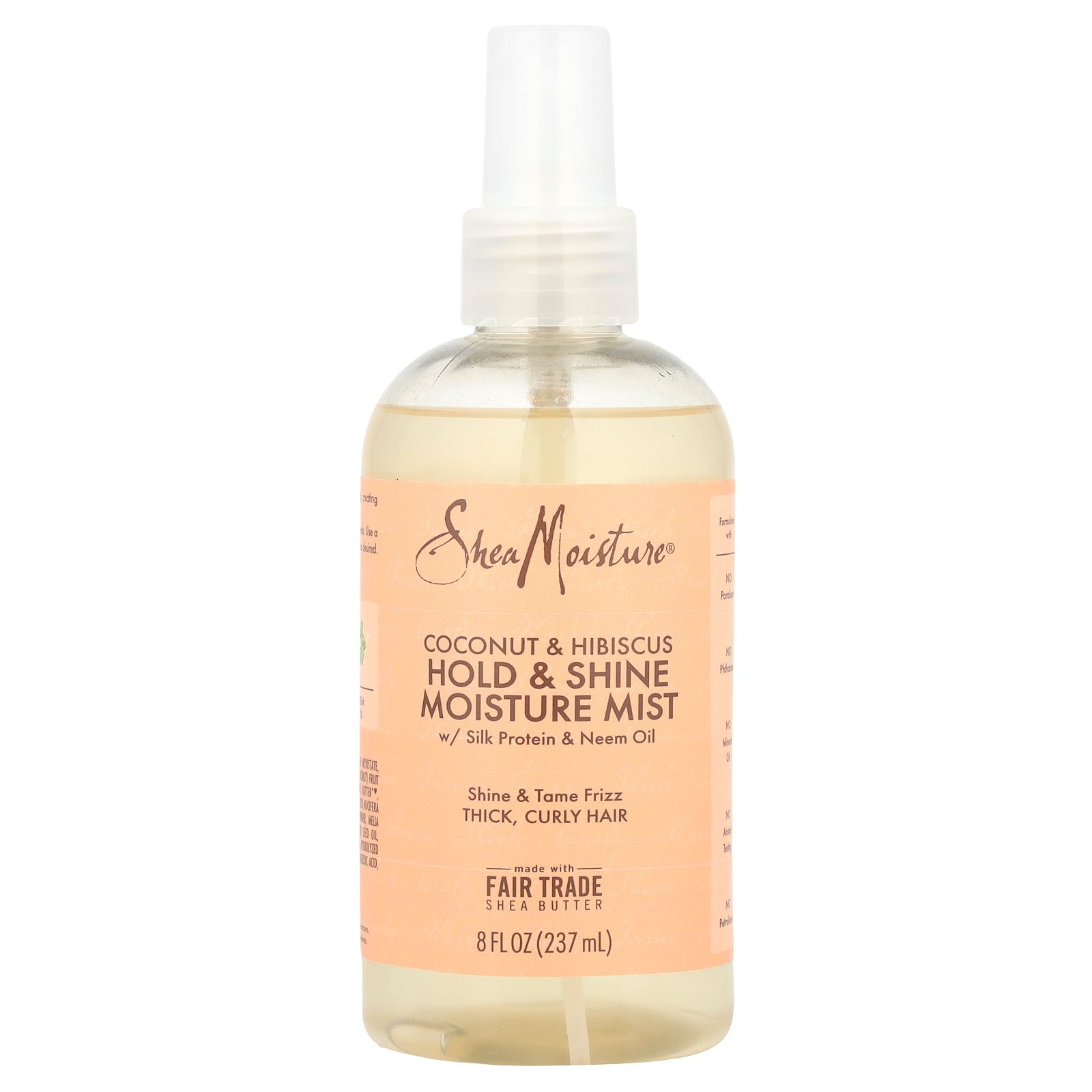 SheaMoisture, Hold & Shine Moisture Mist with Silk Protein & Neem Oil, Coconut & Hibiscus , 8 fl oz (237 ml)