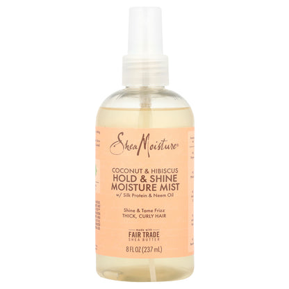 SheaMoisture, Hold & Shine Moisture Mist with Silk Protein & Neem Oil, Coconut & Hibiscus , 8 fl oz (237 ml)