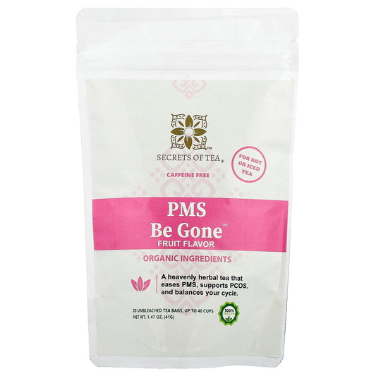 Secrets of Tea, PMS Be Gone™ Tea, Fruit, Caffeine Free, 20 Unbleached Tea Bags, 1.47 oz (41 g)