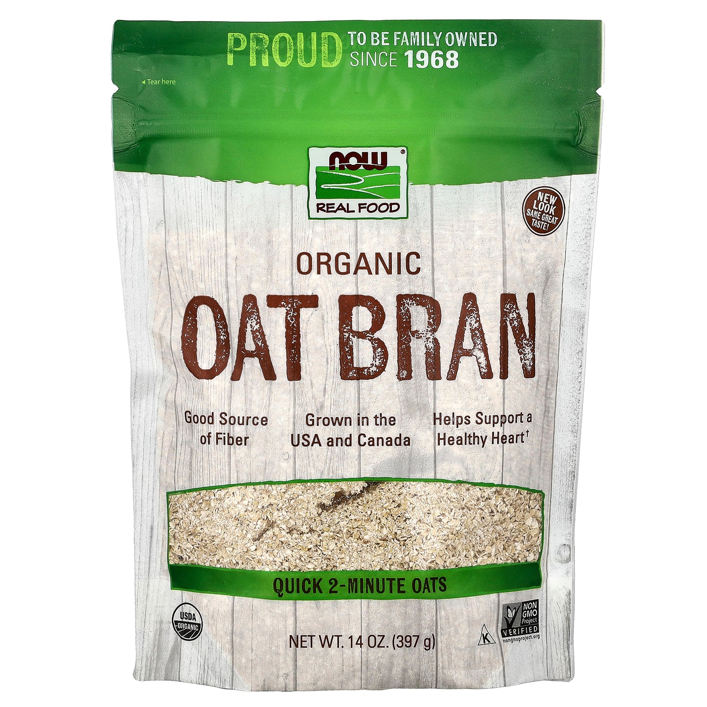 NOW Foods, Real Food, Organic Oat Bran, 14 oz (397 g)