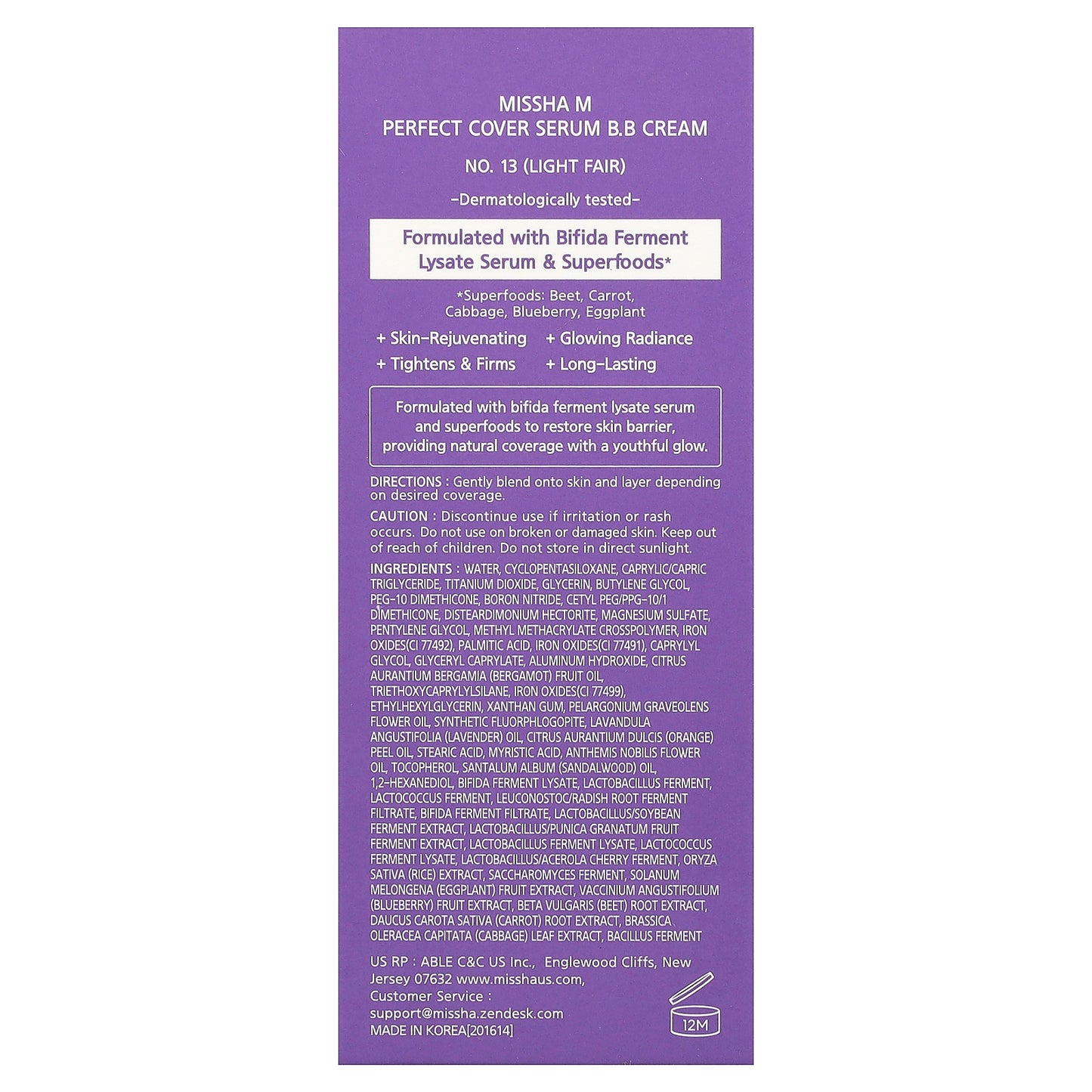 Missha, Perfect Cover Serum B.B Cream, No. 13 Light Fair, 1.18 fl oz (35 ml)