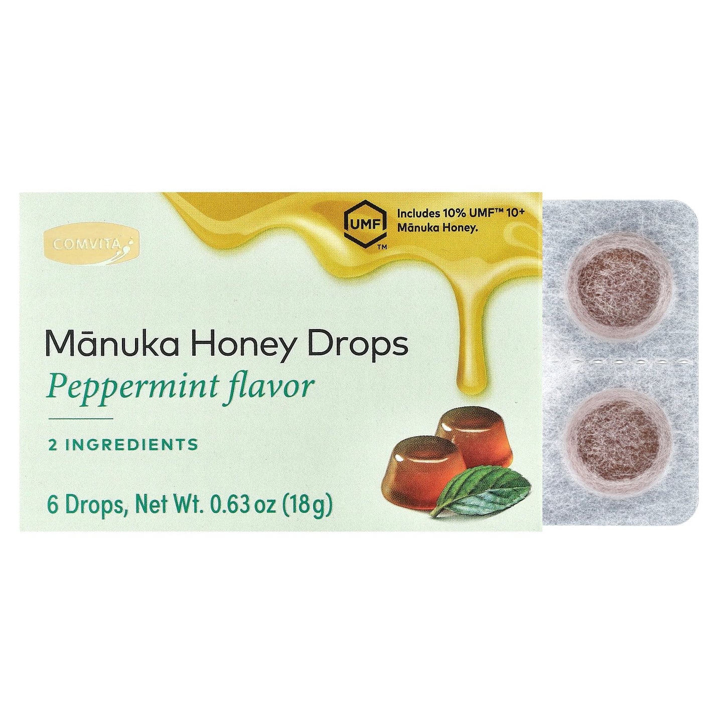 Comvita, Manuka Honey Drops, Peppermint, 6 Drops, 0.63 oz (18 g)