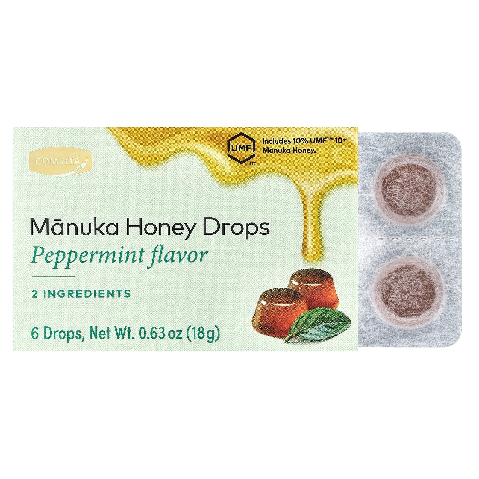Comvita, Manuka Honey Drops, Peppermint, 6 Drops, 0.63 oz (18 g)