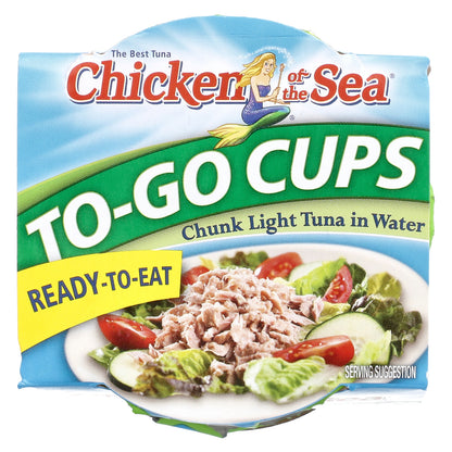 Chicken of the Sea, To-Go-Cups, Chunk Light Tuna in Water, 2 Cups, 2.8 oz Each