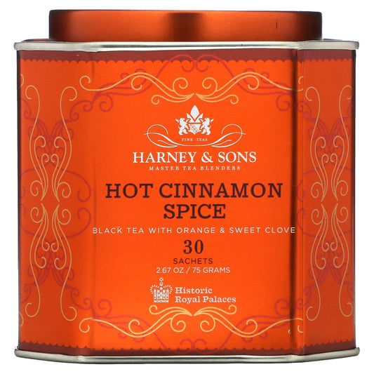 Harney & Sons, Hot Cinnamon Spice, Black Tea with Orange & Sweet Clove, 30 Sachets, 2.67 oz (75 g)