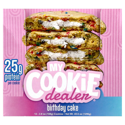 My Cookie Dealer Protein, Protein Cookie, Birthday Cake, 12 Cookies, 3.8 oz (108 g) Each