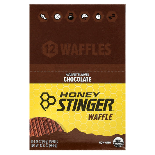 Honey Stinger, Energy Waffle, Chocolate, 12 Pack, 1.06 oz (30 g) Each