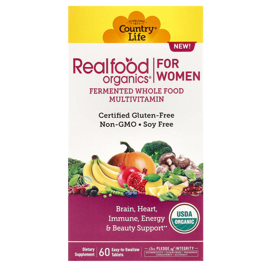 Country Life, Realfood Organics, Multivitamin For Women, 60 Easy-to-Swallow Tablets