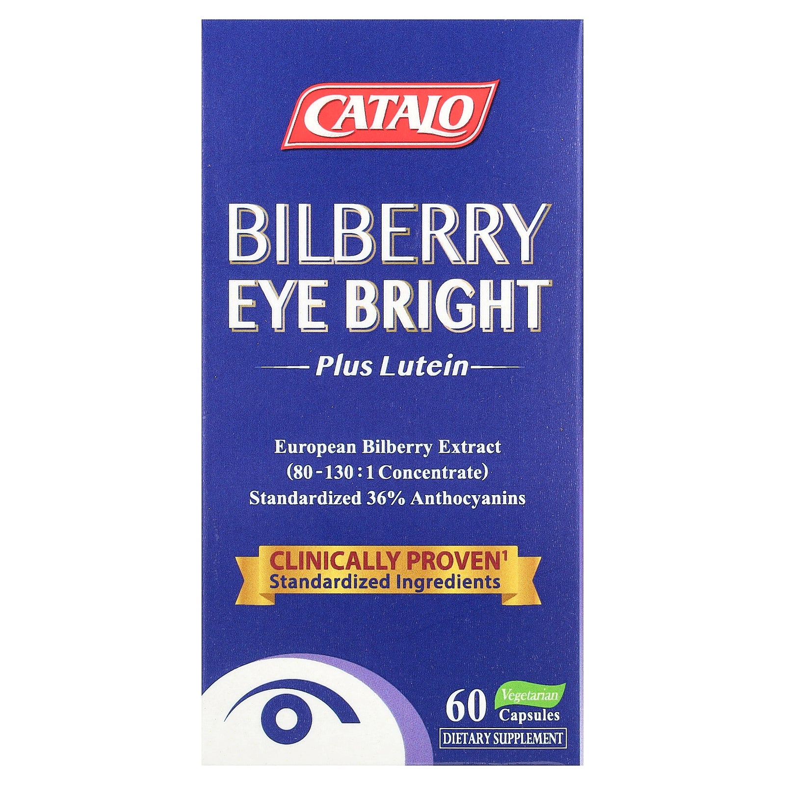 CATALO, Bilberry Eye Bright Plus Lutein, 60 Vegetarian Capsules