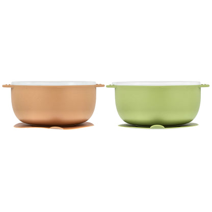 KeaBabies, Prep Silicone Bowls with PrepGrip™ Suctions and Lids, 6-36 Months, Desert, 2 Pack