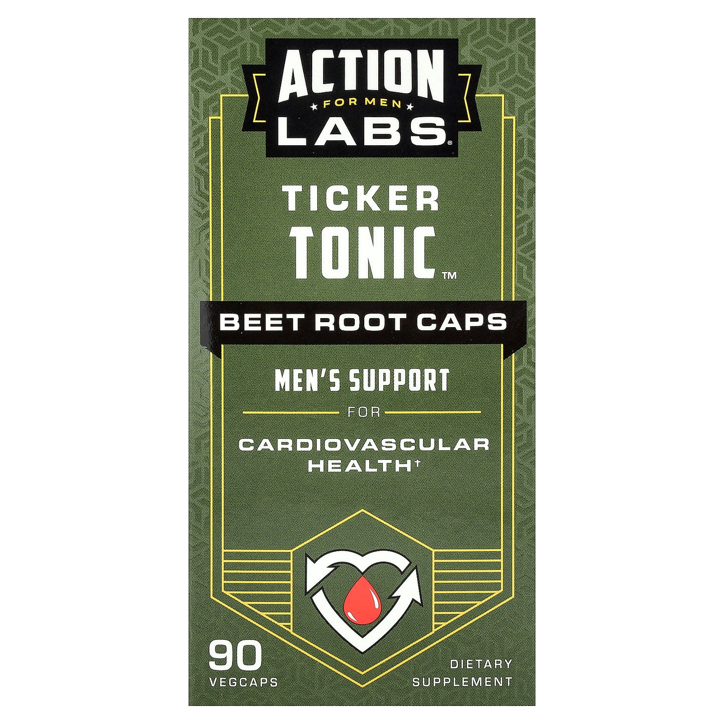 Action Labs, For Men, Ticker Tonic™, Beet Root Caps, 90 VegCaps