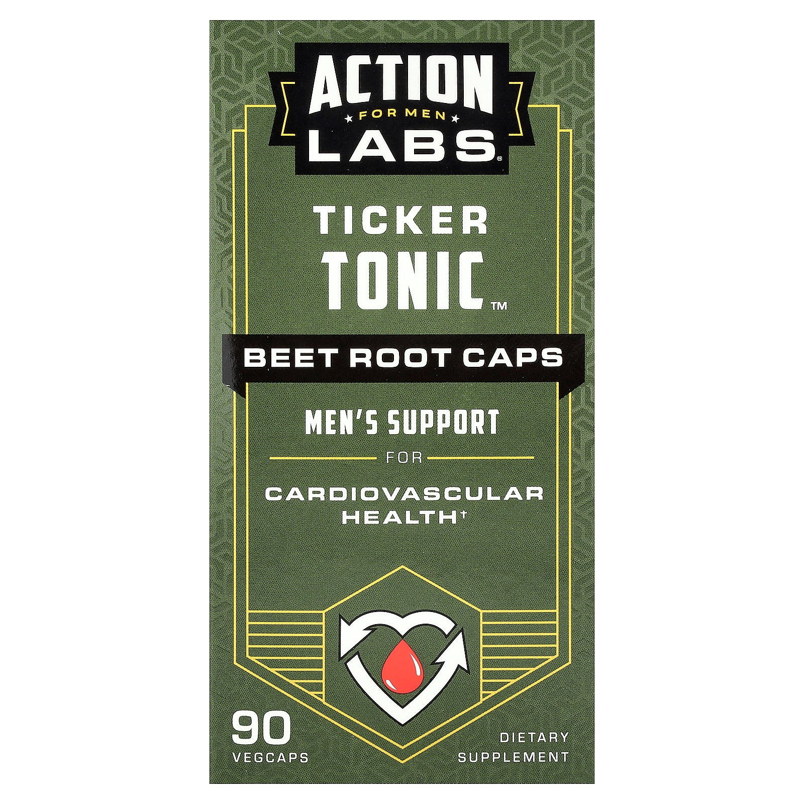 Action Labs, For Men, Ticker Tonic™, Beet Root Caps, 90 VegCaps