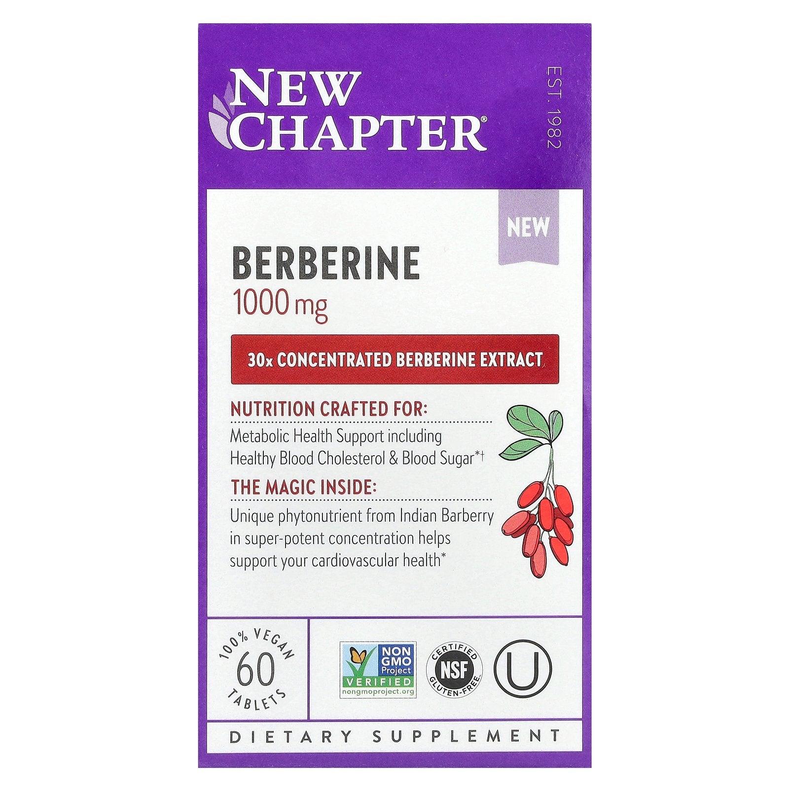 New Chapter, Berberine, 60 Vegan Tablets (500 mg per Tablet)