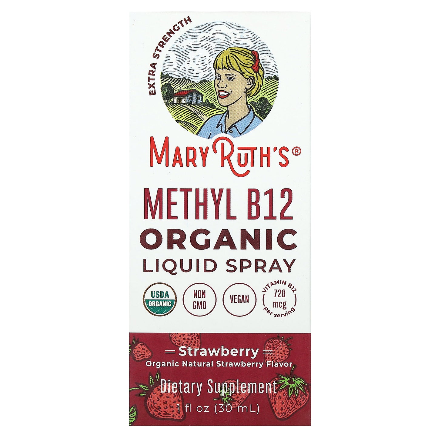 MaryRuth's, Organic Methyl B12 Liquid Spray, Strawberry, 720 mcg, 1 fl oz (30 ml)