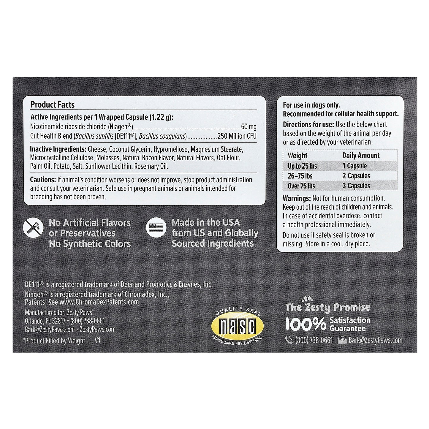 Zesty Paws, Healthy Aging, NAD+ Precursor, For Dogs, 60 Capsules + Pill Wrap, 8.8 oz (252 g)