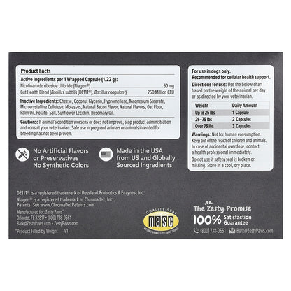 Zesty Paws, Healthy Aging, NAD+ Precursor, For Dogs, 60 Capsules + Pill Wrap, 8.8 oz (252 g)