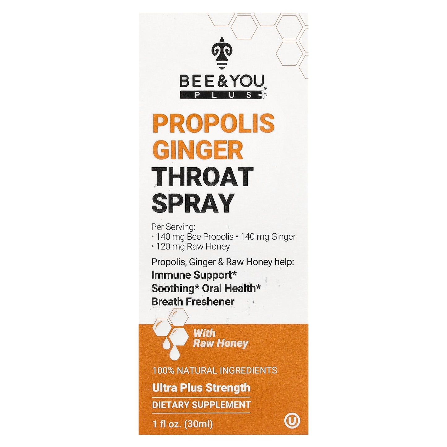 Bee & You, Propolis Ginger Throat Spray, 1 fl oz (30 ml)