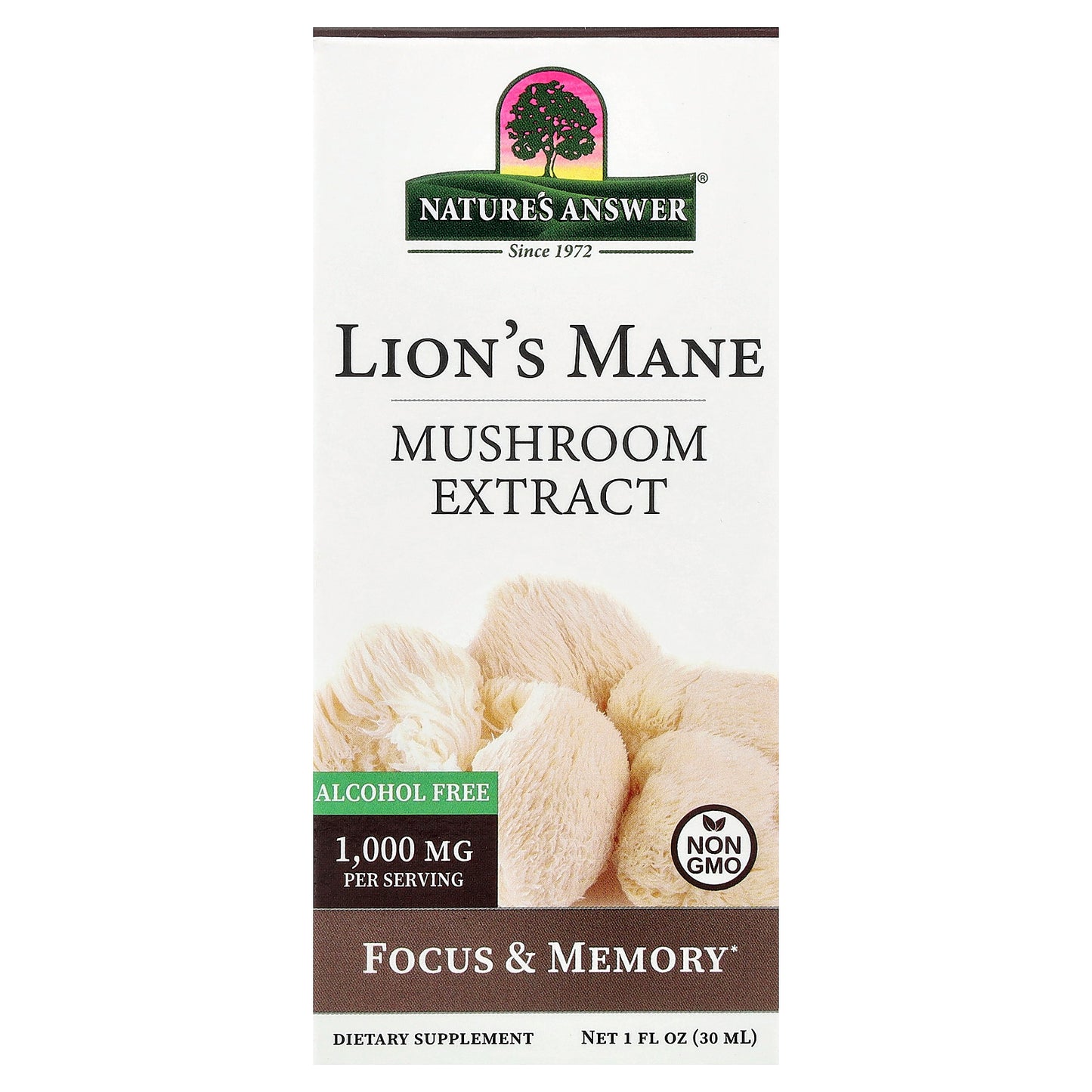 Nature's Answer, Lion's Mane, Mushroom Extract, Alcohol Free, 1 fl oz (30 ml)