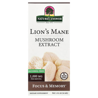 Nature's Answer, Lion's Mane, Mushroom Extract, Alcohol Free, 1 fl oz (30 ml)