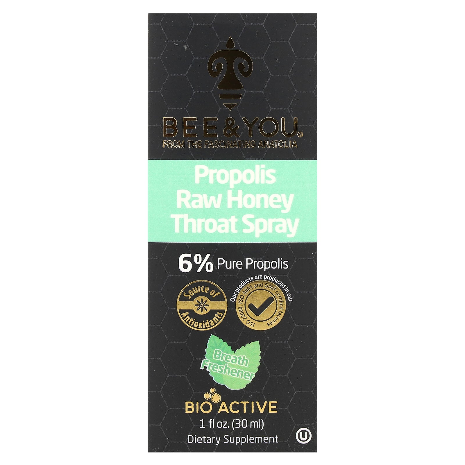 Bee & You, Propolis Raw Honey Throat Spray , 1 fl oz (30 ml)