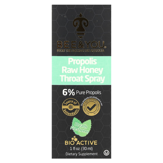 Bee & You, Propolis Raw Honey Throat Spray , 1 fl oz (30 ml)