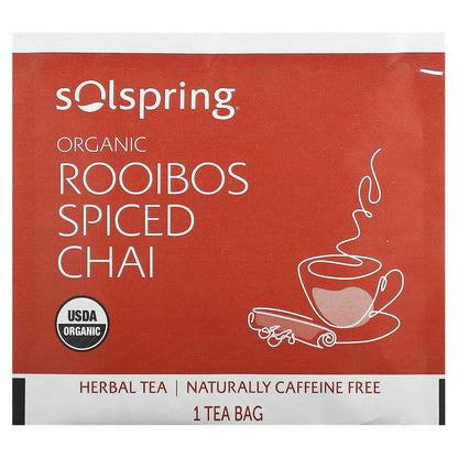 Dr. Mercola, Solospring, Organic Herbal Tea, Rooibos Spiced Chai, Caffeine Free, 18 Tea Bags, 1.27 oz (36 g)