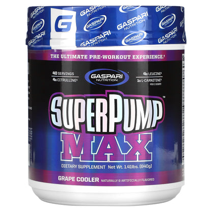 Gaspari Nutrition, SuperPump Max, Grape Cooler, 1.41 lbs (640 g)