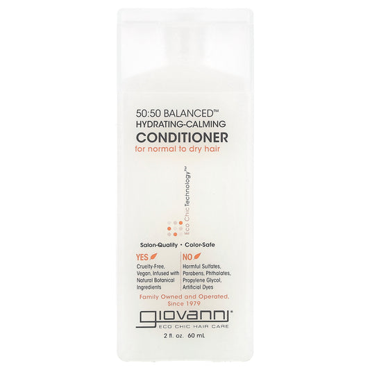 Giovanni, 50:50 Balanced™, Hydrating-Calming Conditioner, For Normal to Dry Hair, 2 fl oz (60 ml)