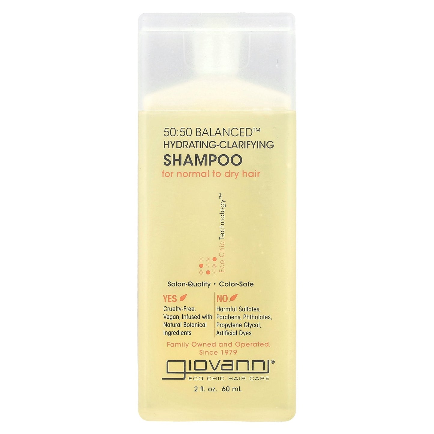 Giovanni, 50:50 Balanced™, Hydrating-Clarifying Shampoo, For Normal to Dry Hair, 2 fl oz (60 ml)