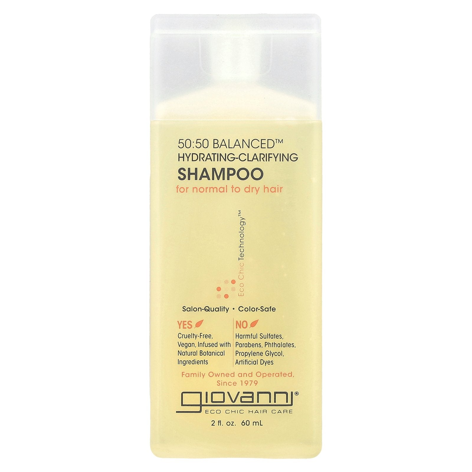 Giovanni, 50:50 Balanced™, Hydrating-Clarifying Shampoo, For Normal to Dry Hair, 2 fl oz (60 ml)