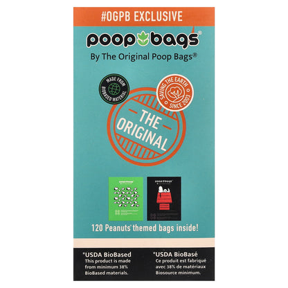 Original Poop Bags, Peanuts®, Orange, 8 Rolls, 15 Bags Each